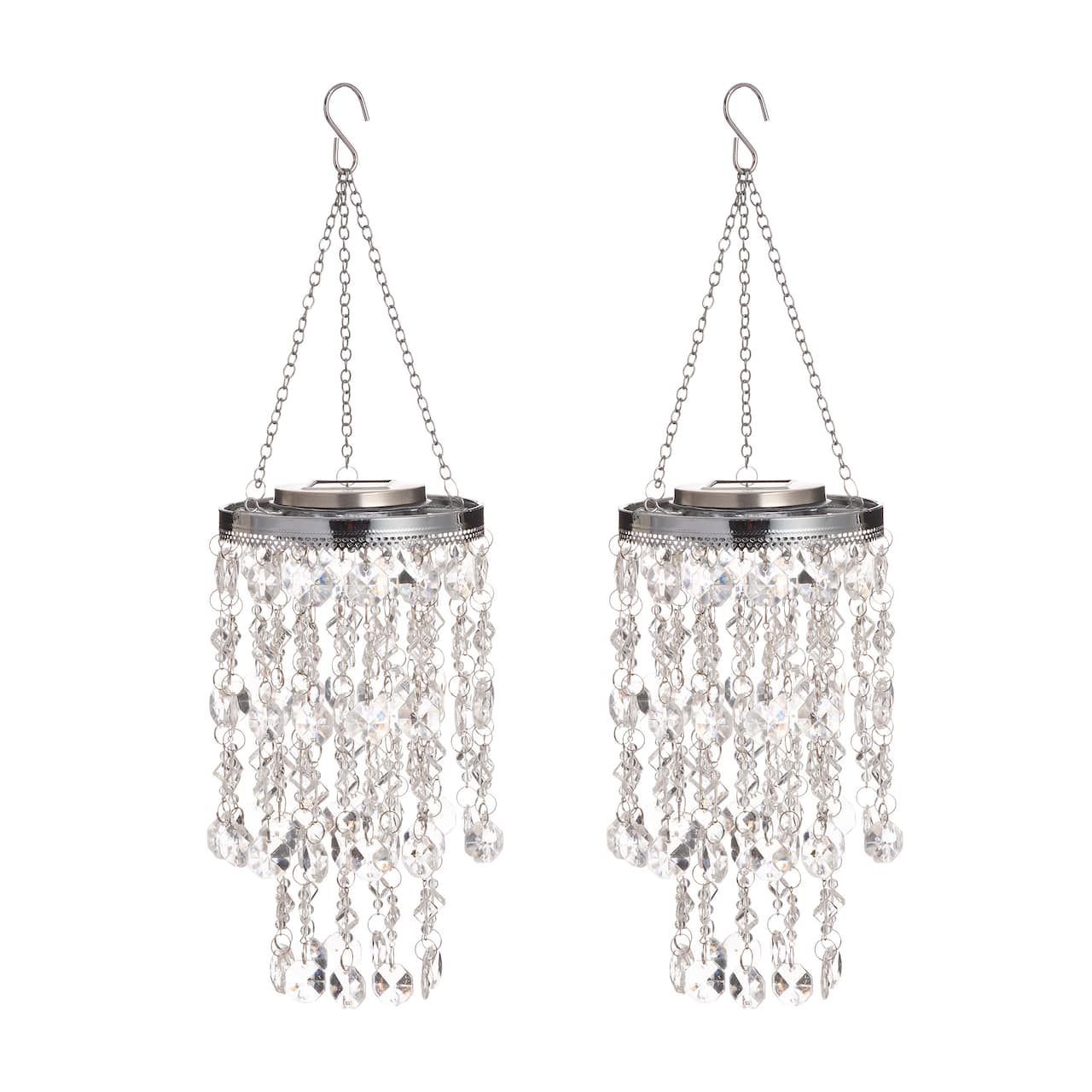 Glitzhome® 18.75" Solar Lit Beaded Wind Chimes, 2ct.
